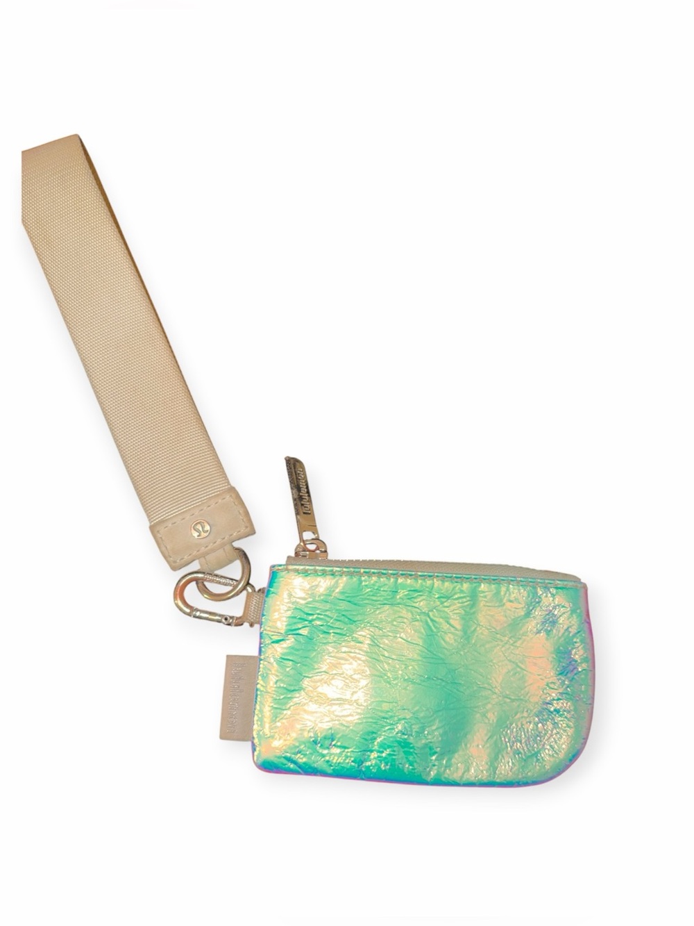Lululemon Dual Pouch Wristlet Card Coin Case Metallic Aurora Iridescent Opal
